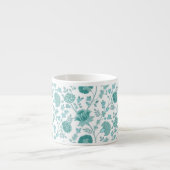 Jacobean Floral Big Pattern Teals op wit Espresso Kop (Voorkant)
