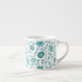 Jacobean Floral Big Pattern Teals op wit Espresso Kop (Rechts)