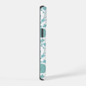 Jacobean Floral Big Pattern Teals op wit iPhone 15 Case (Rechterkant)