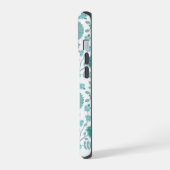 Jacobean Floral Big Pattern Teals op wit iPhone 15 Case (Linkerkant)