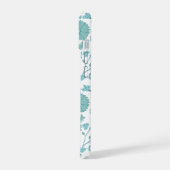 Jacobean Floral Big Pattern Teals op wit iPhone 15 Case (Linkerkant)