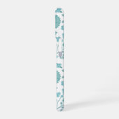 Jacobean Floral Big Pattern Teals op wit iPhone 16 Hoesje (Linkerkant)