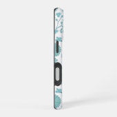 Jacobean Floral Big Pattern Teals op wit iPhone 16 Hoesje (Rechterkant)