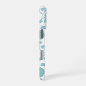 Jacobean Floral Big Pattern Teals op wit iPhone Hoesje (Rechterkant)