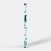 Jacobean Floral Big Pattern Teals op wit iPhone Hoesje (Rechterkant)