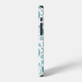 Jacobean Floral Big Pattern Teals op wit iPhone Hoesje (Linkerkant)