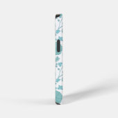Jacobean Floral Big Pattern Teals op wit iPhone Hoesje (Rechterkant)