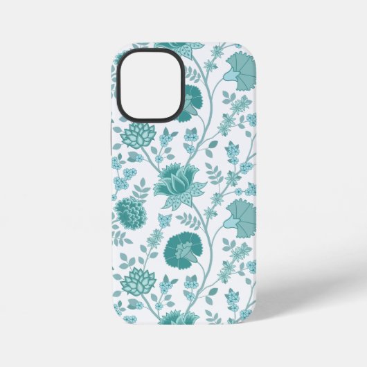 Jacobean Floral Big Pattern Teals op wit iPhone Hoesje (Achterkant)