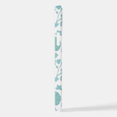 Jacobean Floral Big Pattern Teals op wit iPhone Hoesje (Rechterkant)