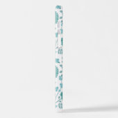 Jacobean Floral Big Pattern Teals op wit iPhone Hoesje (Linkerkant)