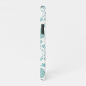 Jacobean Floral Big Pattern Teals op wit iPhone Hoesje (Rechterkant)