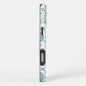 Jacobean Floral Big Pattern Teals op wit iPhone Hoesje (Rechterkant)