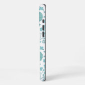 Jacobean Floral Big Pattern Teals op wit iPhone Hoesje (Linkerkant)