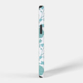 Jacobean Floral Big Pattern Teals op wit iPhone Hoesje (Rechterkant)
