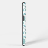 Jacobean Floral Big Pattern Teals op wit iPhone Hoesje (Rechterkant)