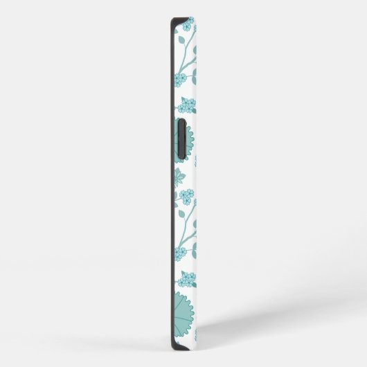 Jacobean Floral Big Pattern Teals op wit iPhone Hoesje (Rechterkant)