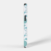 Jacobean Floral Big Pattern Teals op wit iPhone Hoesje (Rechterkant)