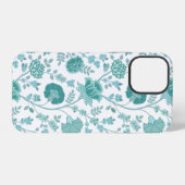 Jacobean Floral Big Pattern Teals op wit iPhone Hoesje (Achterkant horizontaal)