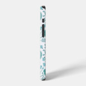 Jacobean Floral Big Pattern Teals op wit iPhone Hoesje (Linkerkant)