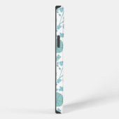 Jacobean Floral Big Pattern Teals op wit iPhone Hoesje (Rechterkant)