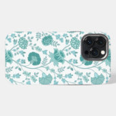 Jacobean Floral Big Pattern Teals op wit iPhone Hoesje (Achterkant horizontaal)