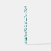 Jacobean Floral Big Pattern Teals op wit iPhone Hoesje (Linkerkant)