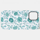 Jacobean Floral Big Pattern Teals op wit iPhone Hoesje (Achterkant horizontaal)