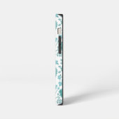 Jacobean Floral Big Pattern Teals op wit iPhone Hoesje (Linkerkant)