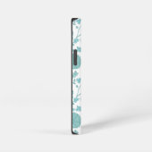Jacobean Floral Big Pattern Teals op wit iPhone Hoesje (Rechterkant)