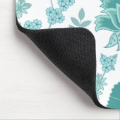 Jacobean Floral Big Pattern Teals op wit Muismat (Hoek)