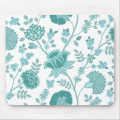 Jacobean Floral Big Pattern Teals op wit Muismat (Voorkant)