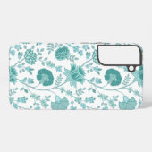 Jacobean Floral Big Pattern Teals op wit Samsung Galaxy Hoesje (Achterkant horizontaal)