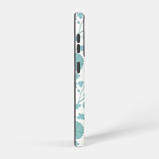 Jacobean Floral Big Pattern Teals op wit Samsung Galaxy Hoesje (Rechterkant)