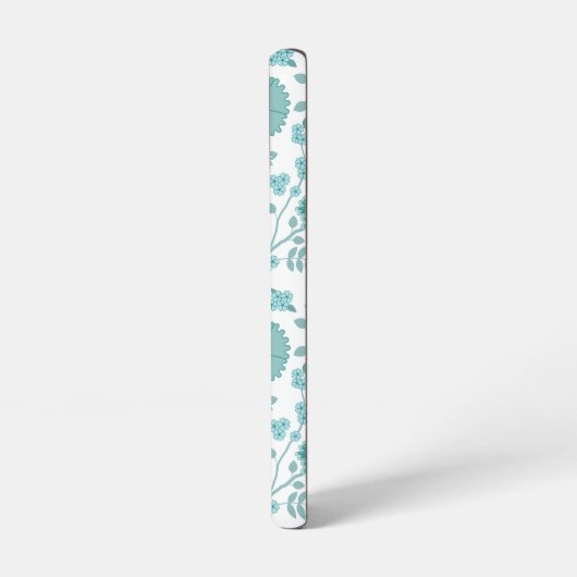 Jacobean Floral Big Pattern Teals op wit Samsung Galaxy Hoesje (Linkerkant)