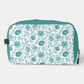 Jacobean Floral Big Pattern Teals op wit Toilettasje (Voorkant)