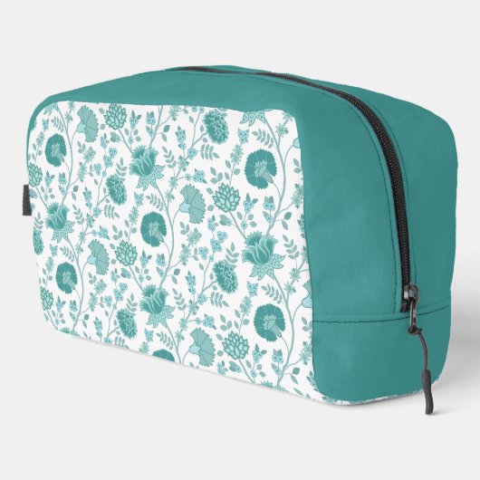 Jacobean Floral Big Pattern Teals op wit Toilettasje (Rechterhoek)