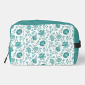 Jacobean Floral Big Pattern Teals op wit Toilettasje (Achterkant)