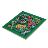 Jacobean Floral Borderin in Emerald Green Tegeltje (Zijkant)