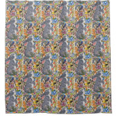 Jacobean Floral Bunny Rabbit Birds Showgordijn Douchegordijn (Voorkant)