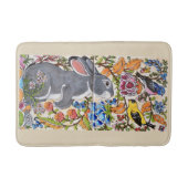 Jacobean Floral Bunny Rabbit en Birds Bath Mat (Voorkant)
