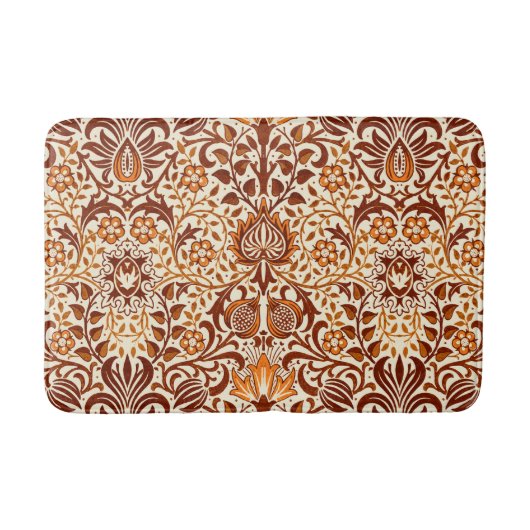 Jacobean Floral Damask, Beige en Chocolate Brown Badmat (Voorkant)