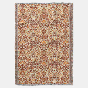 Jacobean Floral Damask, Beige en Chocolate Brown Deken