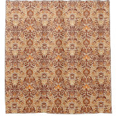 Jacobean Floral Damask, Beige en Chocolate Brown Douchegordijn (Voorkant)