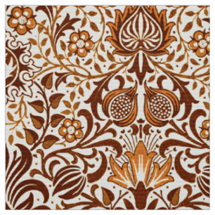 Jacobean Floral Damask, Beige en Chocolate Brown Stof