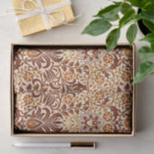 Jacobean Floral Damask, Beige en Chocolate Brown Tissuepapier (Geschenk)
