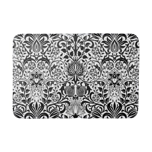 Jacobean Floral Damask, Black, White en Grey Badmat (Voorkant)