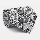 Jacobean Floral Damask, Black, White en Grey Stropdas (Opgerold)