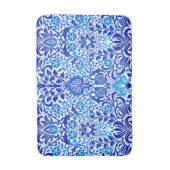 Jacobean Floral Damask, Cobalt Blue en White Badmat (Voorkant Verticaal)