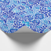 Jacobean Floral Damask, Cobalt Blue en White Cadeaupapier (Hoek)
