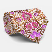 Jacobean Floral Damask, Fuchsia Violet en Brown Stropdas (Opgerold)